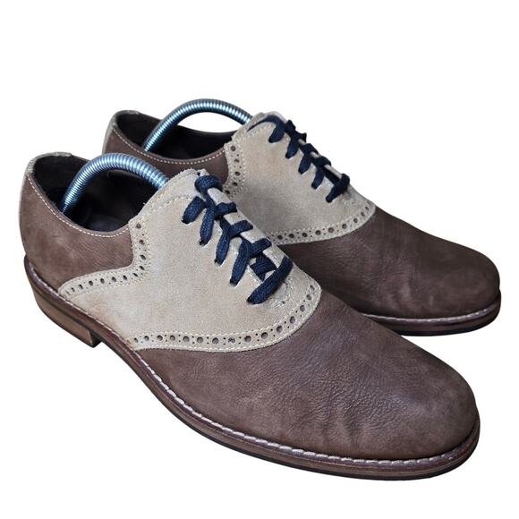 Mens Cole Haan Brown 2-Toned Suede Saddle Oxfords Mens Size 9.5 M Loafers - Picture 4 of 8